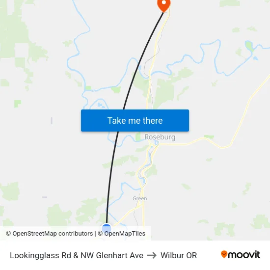 Lookingglass Rd & NW Glenhart Ave to Wilbur OR map
