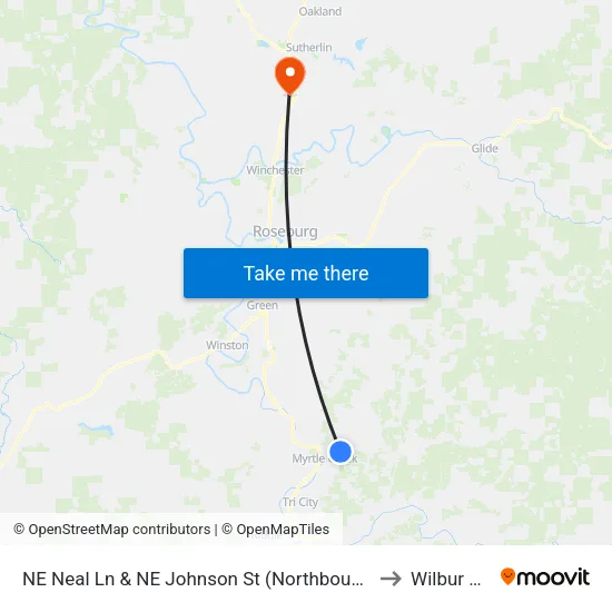 NE Neal Ln & NE Johnson St (Northbound) to Wilbur OR map