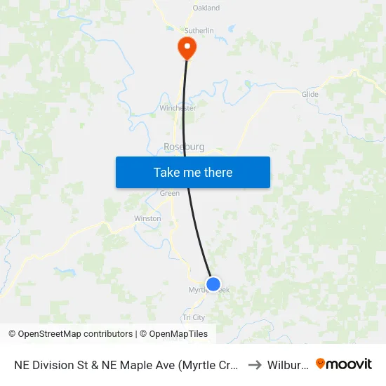 NE Division St & NE Maple Ave (Myrtle Creek Library) to Wilbur OR map
