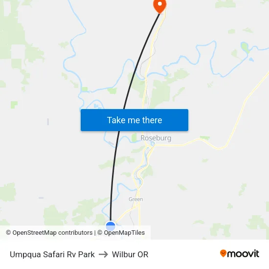 Umpqua Safari Rv Park to Wilbur OR map