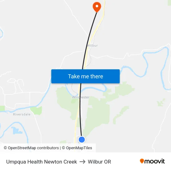 Umpqua Health Newton Creek to Wilbur OR map