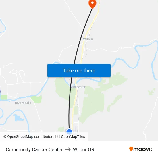 Community Cancer Center to Wilbur OR map