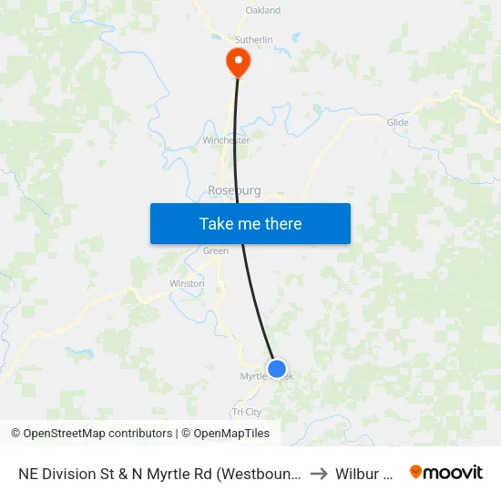 NE Division St & N Myrtle Rd (Westbound) to Wilbur OR map