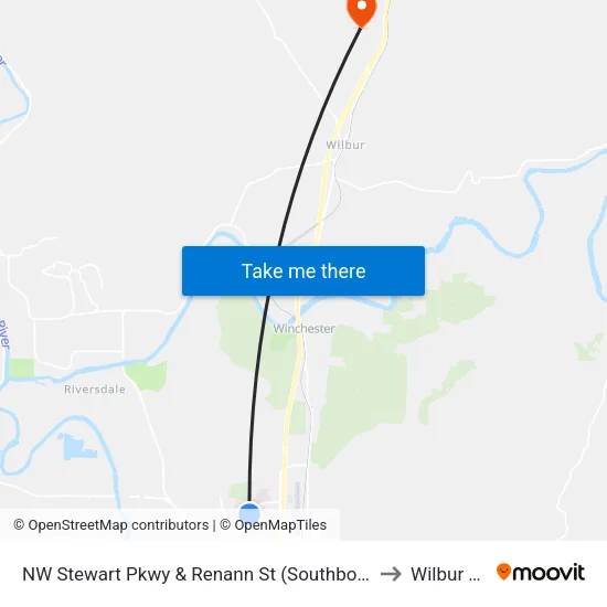 NW Stewart Pkwy & Renann St (Southbound) to Wilbur OR map