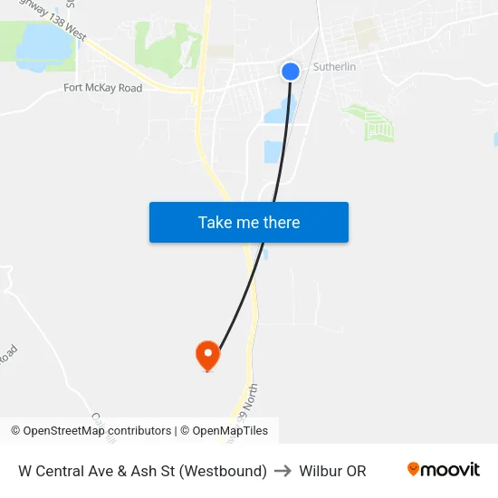 W Central Ave & Ash St (Westbound) to Wilbur OR map