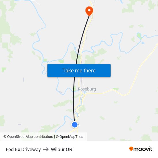 Fed Ex Driveway to Wilbur OR map