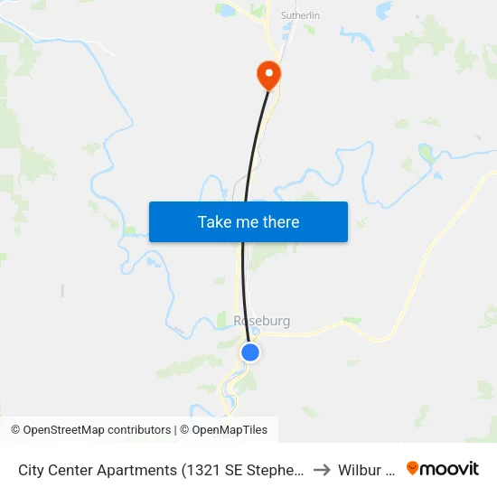 City Center Apartments (1321 SE Stephens St) to Wilbur OR map