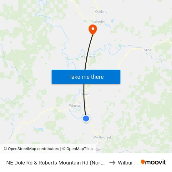NE Dole Rd & Roberts Mountain Rd (Northbound) to Wilbur OR map