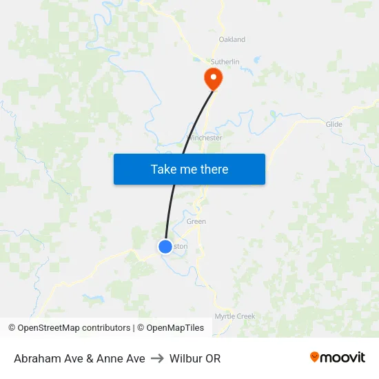 Abraham Ave & Anne Ave to Wilbur OR map