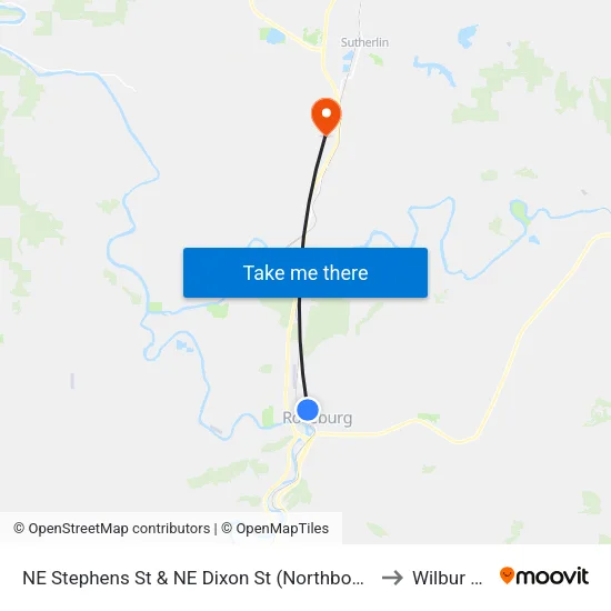 NE Stephens St & NE Dixon St (Northbound) to Wilbur OR map