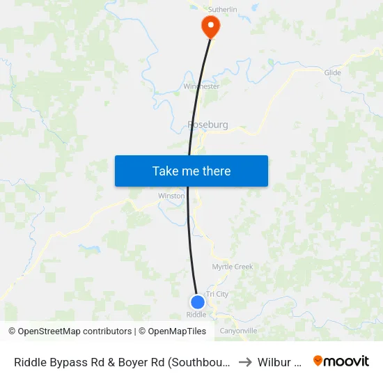 Riddle Bypass Rd & Boyer Rd (Southbound) to Wilbur OR map