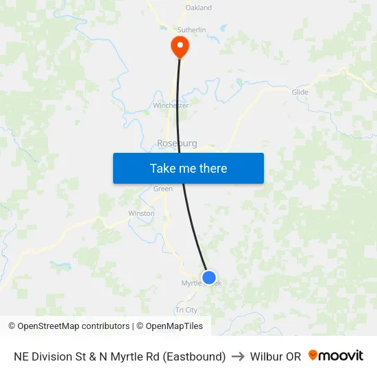 NE Division St & N Myrtle Rd (Eastbound) to Wilbur OR map