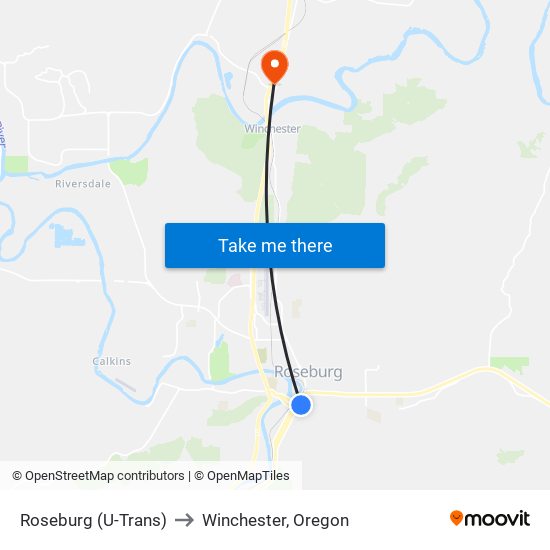 Roseburg (U-Trans) to Winchester, Oregon map