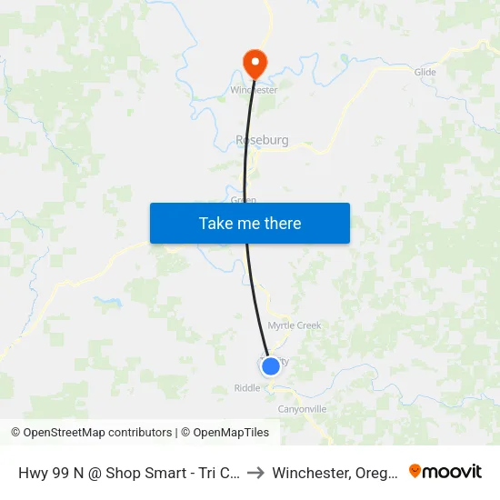 Hwy 99 N @ Shop Smart - Tri City to Winchester, Oregon map