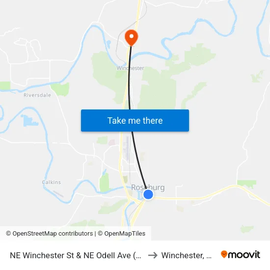 NE Winchester St & NE Odell Ave (Northbound) to Winchester, Oregon map