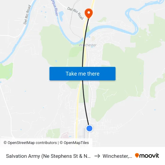 Salvation Army (Ne Stephens St & NE Newton Creek Rd) to Winchester, Oregon map