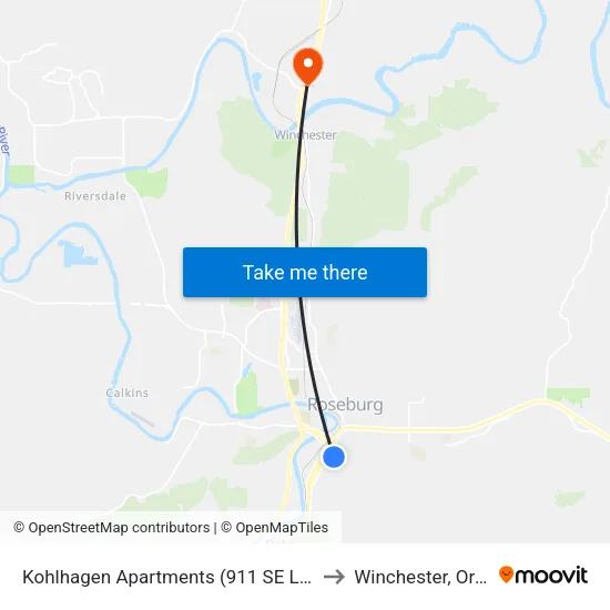 Kohlhagen Apartments (911 SE Lane Ave) to Winchester, Oregon map