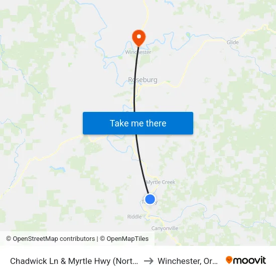 Chadwick Ln & Myrtle Hwy (North Side) to Winchester, Oregon map
