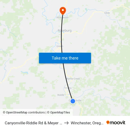 Canyonville-Riddle Rd & Meyer Ln to Winchester, Oregon map