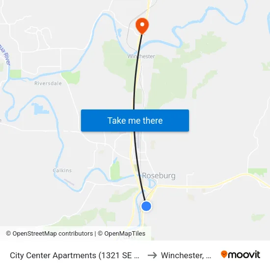 City Center Apartments (1321 SE Stephens St) to Winchester, Oregon map