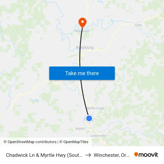 Chadwick Ln & Myrtle Hwy (South Side) to Winchester, Oregon map