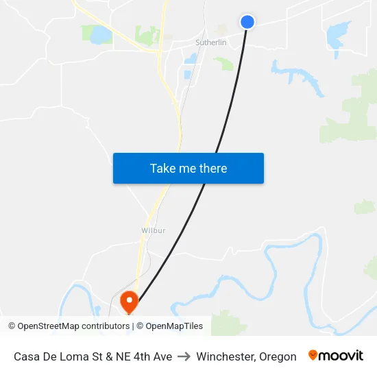 Casa De Loma St & NE 4th Ave to Winchester, Oregon map