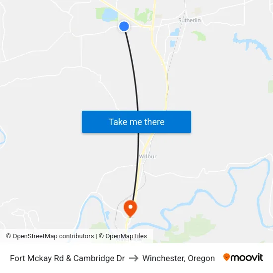Fort Mckay Rd & Cambridge Dr to Winchester, Oregon map