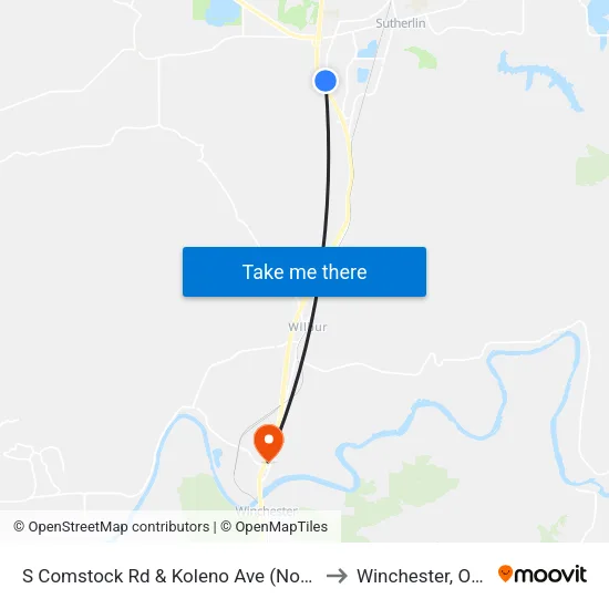S Comstock Rd & Koleno Ave (Northbound) to Winchester, Oregon map