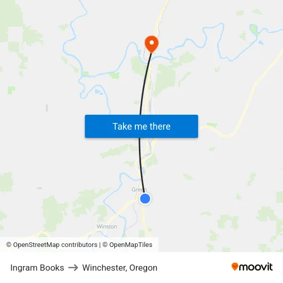 Ingram Books to Winchester, Oregon map