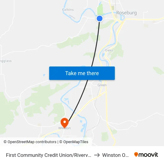 First Community Credit Union/Riverview Terrace to Winston OR USA map