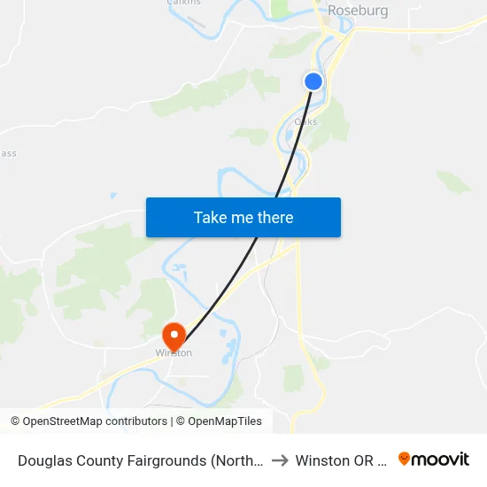 Douglas County Fairgrounds (Northbound) to Winston OR USA map