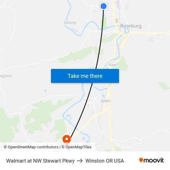 Walmart at NW Stewart Pkwy to Winston OR USA map