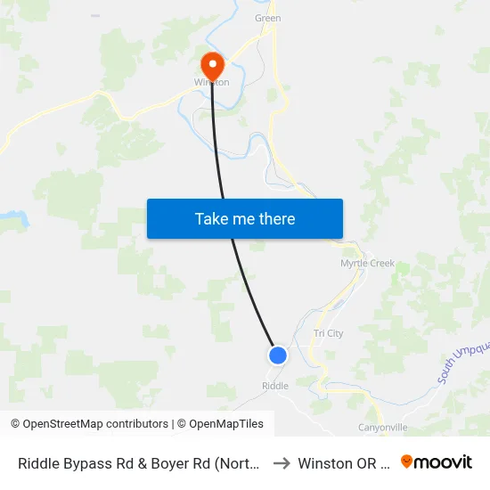 Riddle Bypass Rd & Boyer Rd (Northbound) to Winston OR USA map