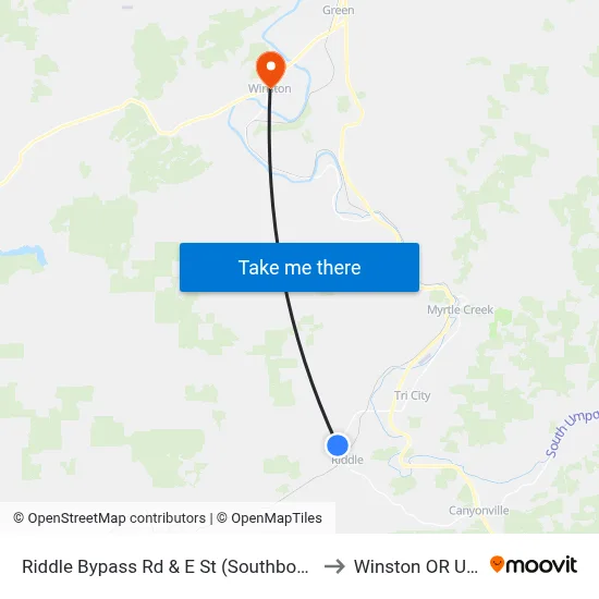 Riddle Bypass Rd & E St (Southbound) to Winston OR USA map