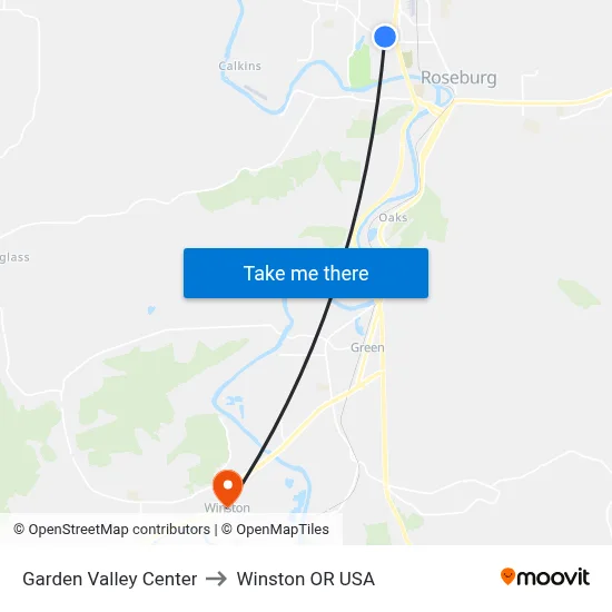 Garden Valley Center to Winston OR USA map