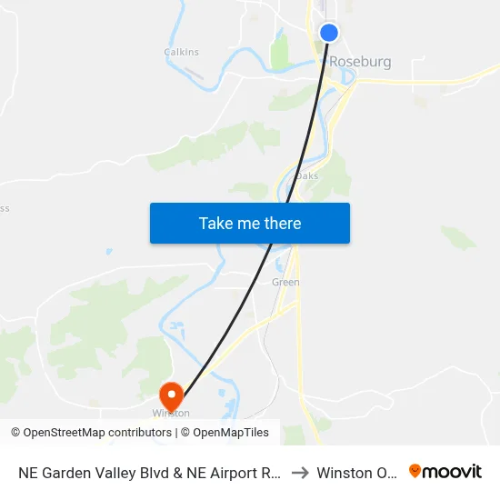 NE Garden Valley Blvd & NE Airport Rd (Westbound) to Winston OR USA map