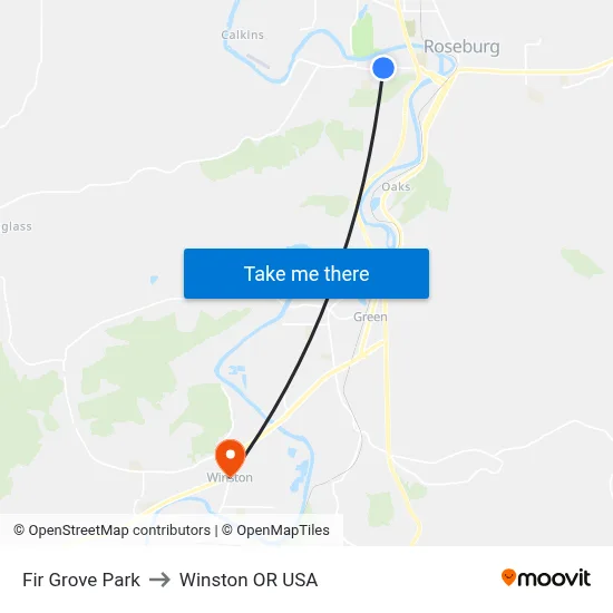Fir Grove Park to Winston OR USA map