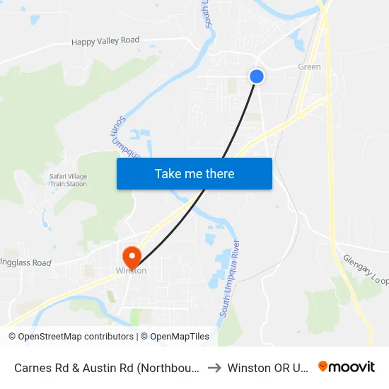 Carnes Rd & Austin Rd (Northbound) to Winston OR USA map