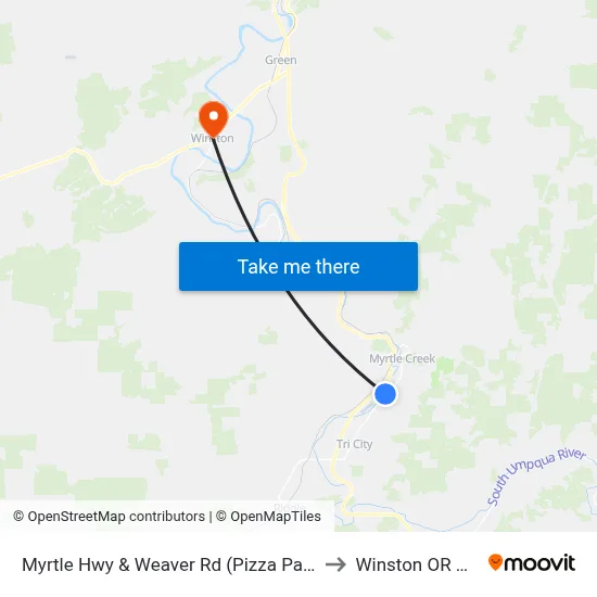 Myrtle Hwy & Weaver Rd (Pizza Palace) to Winston OR USA map