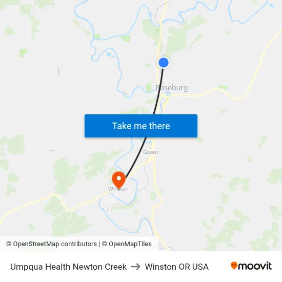 Umpqua Health Newton Creek to Winston OR USA map