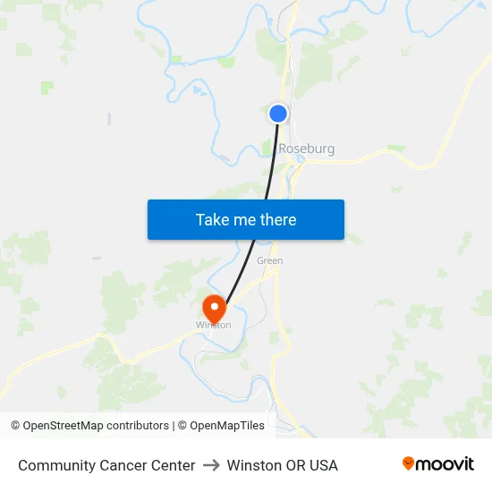 Community Cancer Center to Winston OR USA map