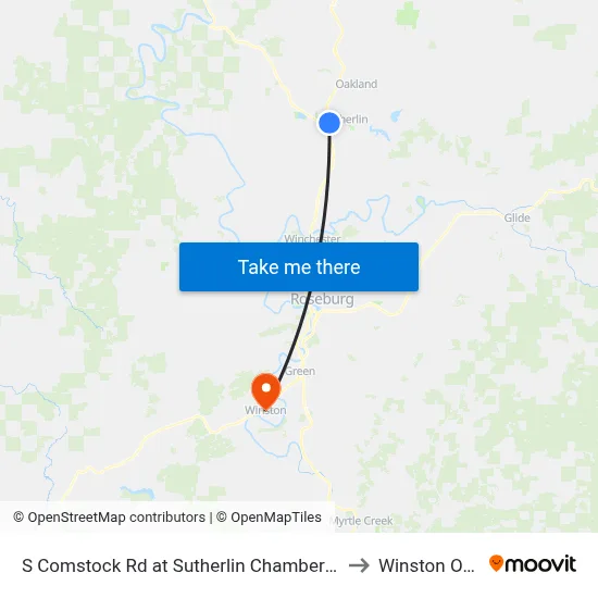 S Comstock Rd at Sutherlin Chamber Of Commerce to Winston OR USA map