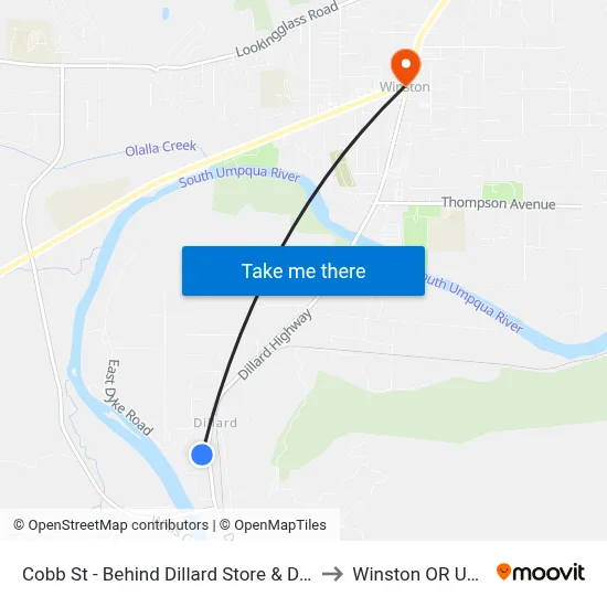 Cobb St - Behind Dillard Store & Deli to Winston OR USA map