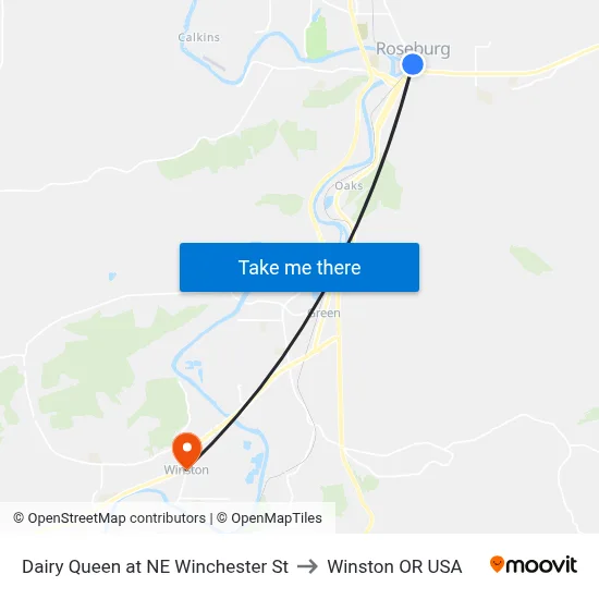 Dairy Queen at NE Winchester St to Winston OR USA map