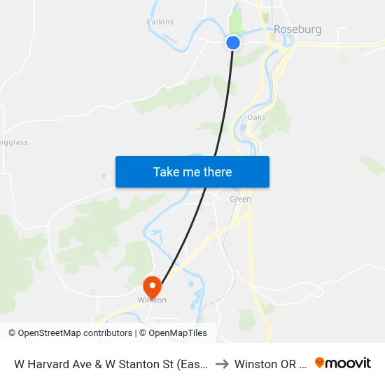 W Harvard Ave & W Stanton St (Eastbound) to Winston OR USA map