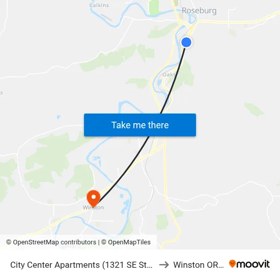 City Center Apartments (1321 SE Stephens St) to Winston OR USA map