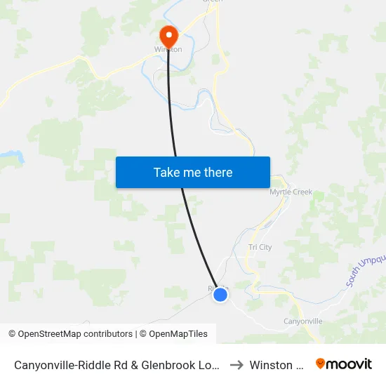 Canyonville-Riddle Rd & Glenbrook Loop Rd (Southbound) to Winston OR USA map