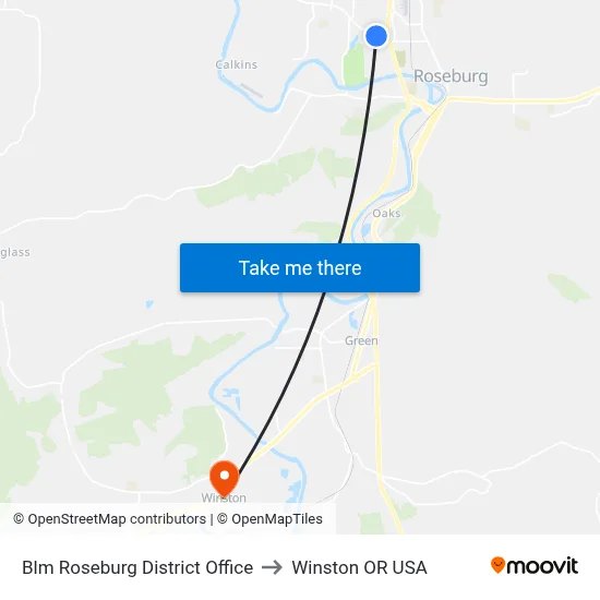 Blm Roseburg District Office to Winston OR USA map