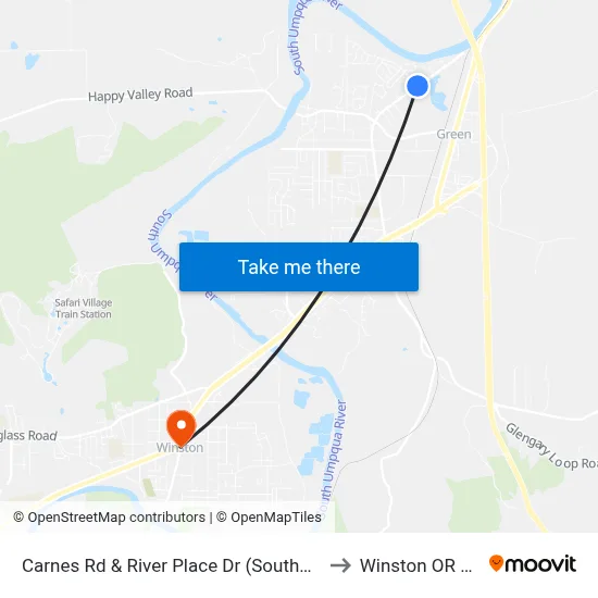 Carnes Rd & River Place Dr (Southbound) to Winston OR USA map