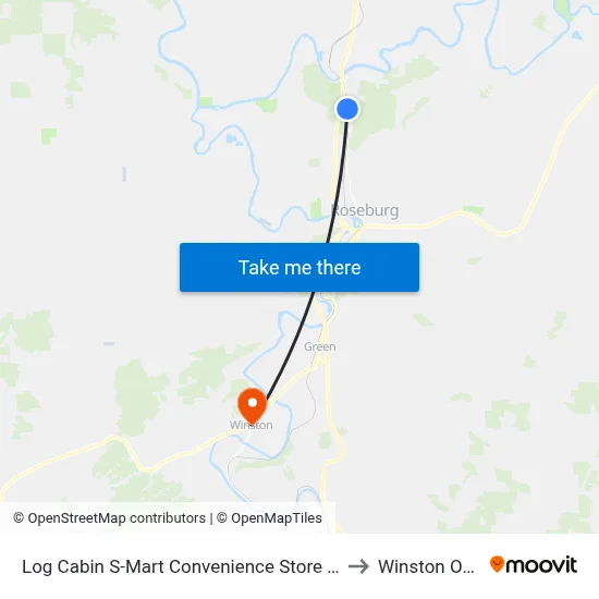 Log Cabin S-Mart Convenience Store (Northbound) to Winston OR USA map